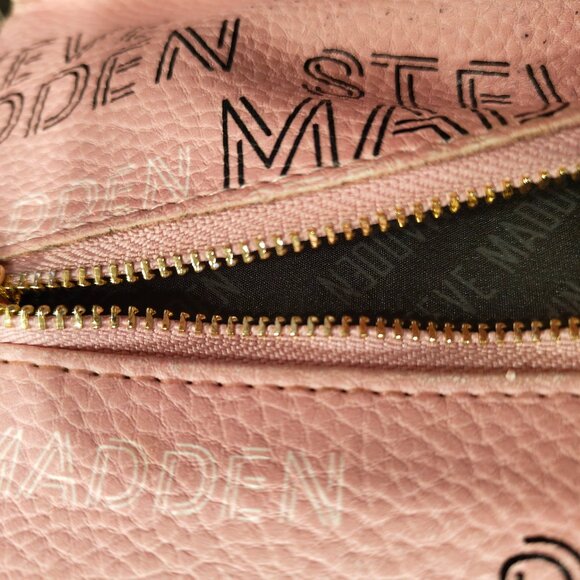 Women's Steve Madden Pink and Gold Clutch Wallet with Zipper and Wrist Strap - Picture 5 of 5